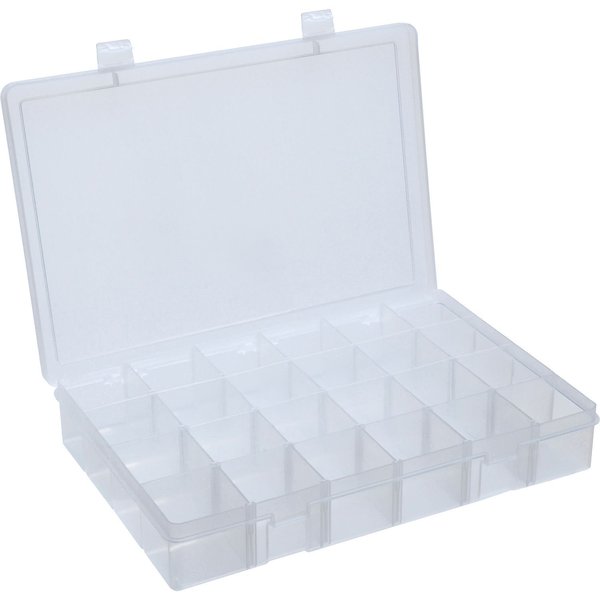 Durham Mfg. Durham Large Plastic Compartment Box, Adjustable with 20 Dividers, 13-1/8x9x2-5/16 LPADJ-CLEAR